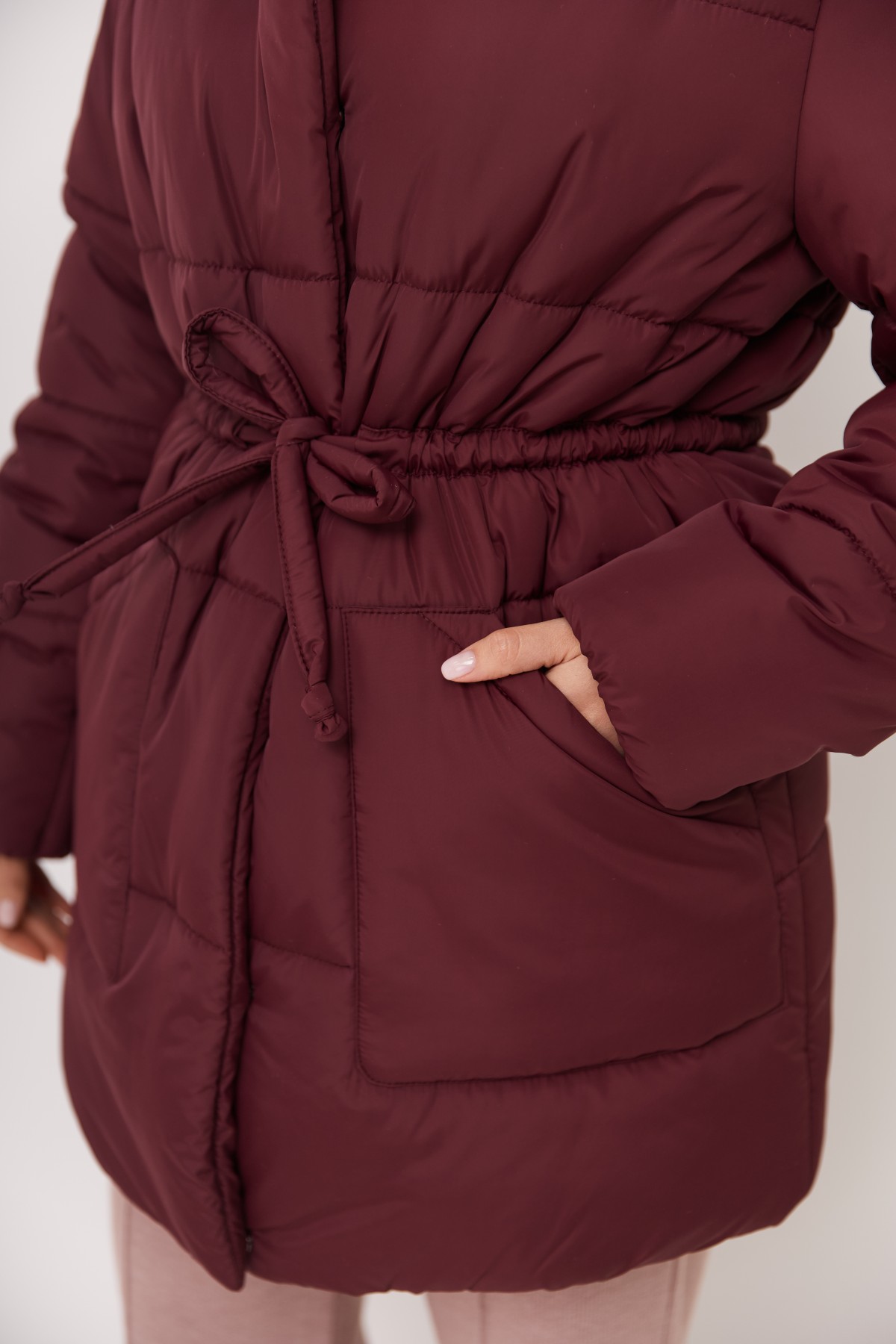 Пуховик Піно плащівка Ammy 15117 Цвет: Марсала - фото №4 Пуховик Піно плащівка Ammy 15117 Цвет: Марсала
