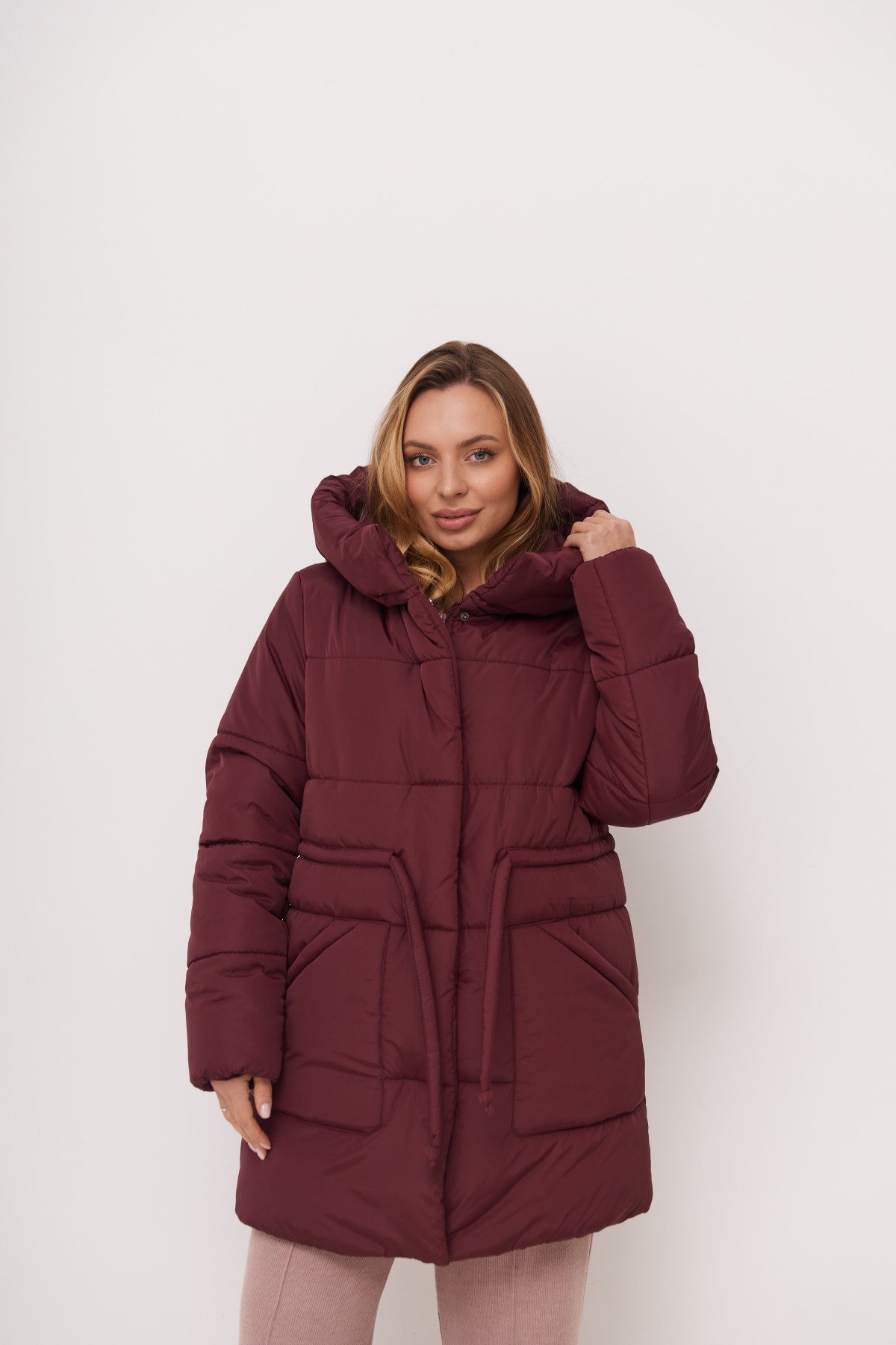 Пуховик Піно плащівка Ammy 15117 Цвет: Марсала - фото №8 Пуховик Піно плащівка Ammy 15117 Цвет: Марсала