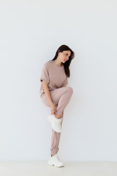 Костюм Прего Трикотаж рубчик середній к/р 15642 Цвет: Бежевий 3