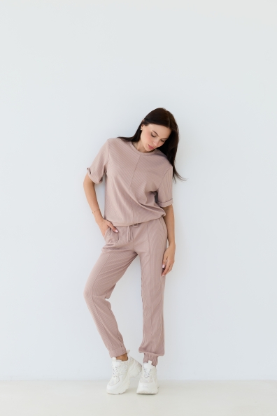 Костюм Прего Трикотаж рубчик середній к/р 15642 Цвет: Бежевий 3