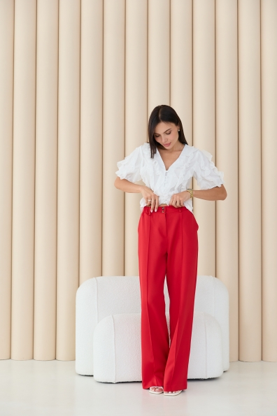 Брюки Авантаж  Костюмка креп стрейч 15836 Цвет: Червоний 31