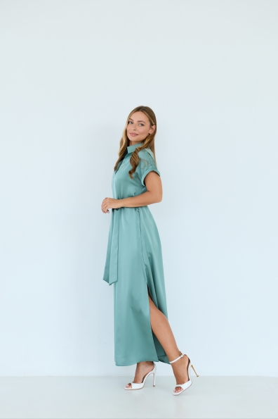 Сукня Ева Максі к/р Шовк Дабл 15760 Цвет: Олива
