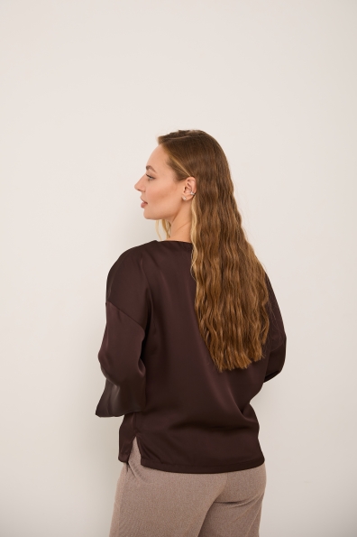 Блуза Тедді 7/8 Шовк Дабл 16037 Цвет: Шоколад Темний - фото №4 Блуза Тедді 7/8 Шовк Дабл 16037 Цвет: Шоколад Темний