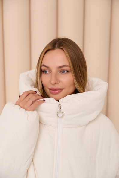 Пуховик Овертайм плащівка Ammy 16197 Цвет: Молоко