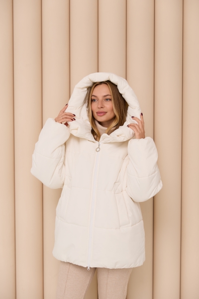 Пуховик Овертайм плащівка Ammy 16197 Цвет: Молоко