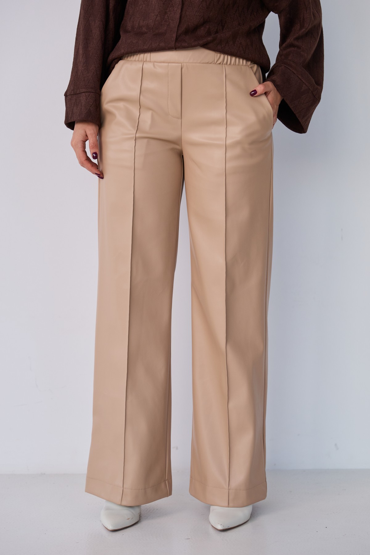 Штани Фул Екошкіра на замші 16159 Цвет: Бежевий - фото №2 Штани Фул Екошкіра на замші 16159 Цвет: Бежевий