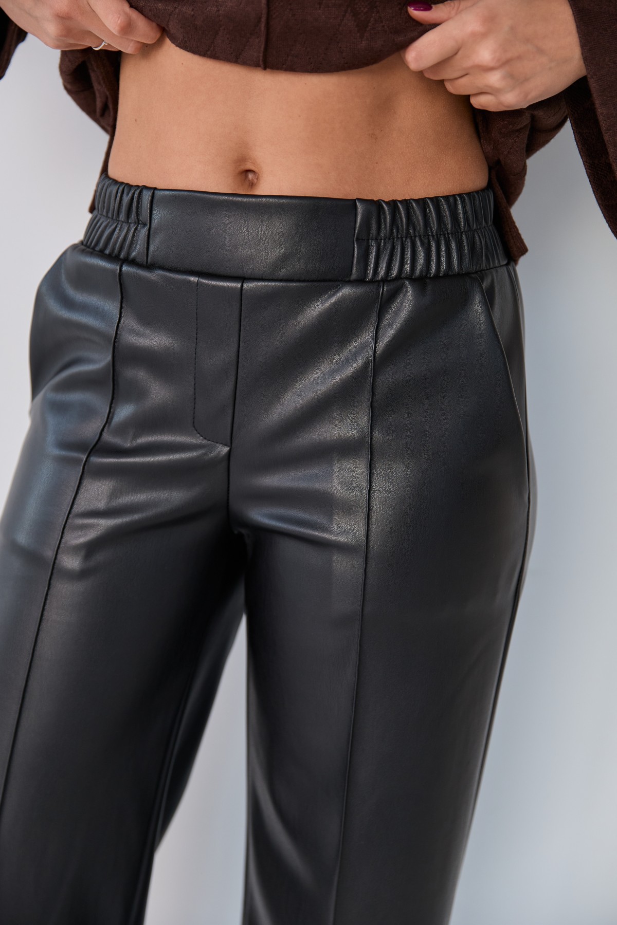 Штани Фул Екошкіра на замші 16159 Цвет: Чорний - фото №3 Штани Фул Екошкіра на замші 16159 Цвет: Чорний