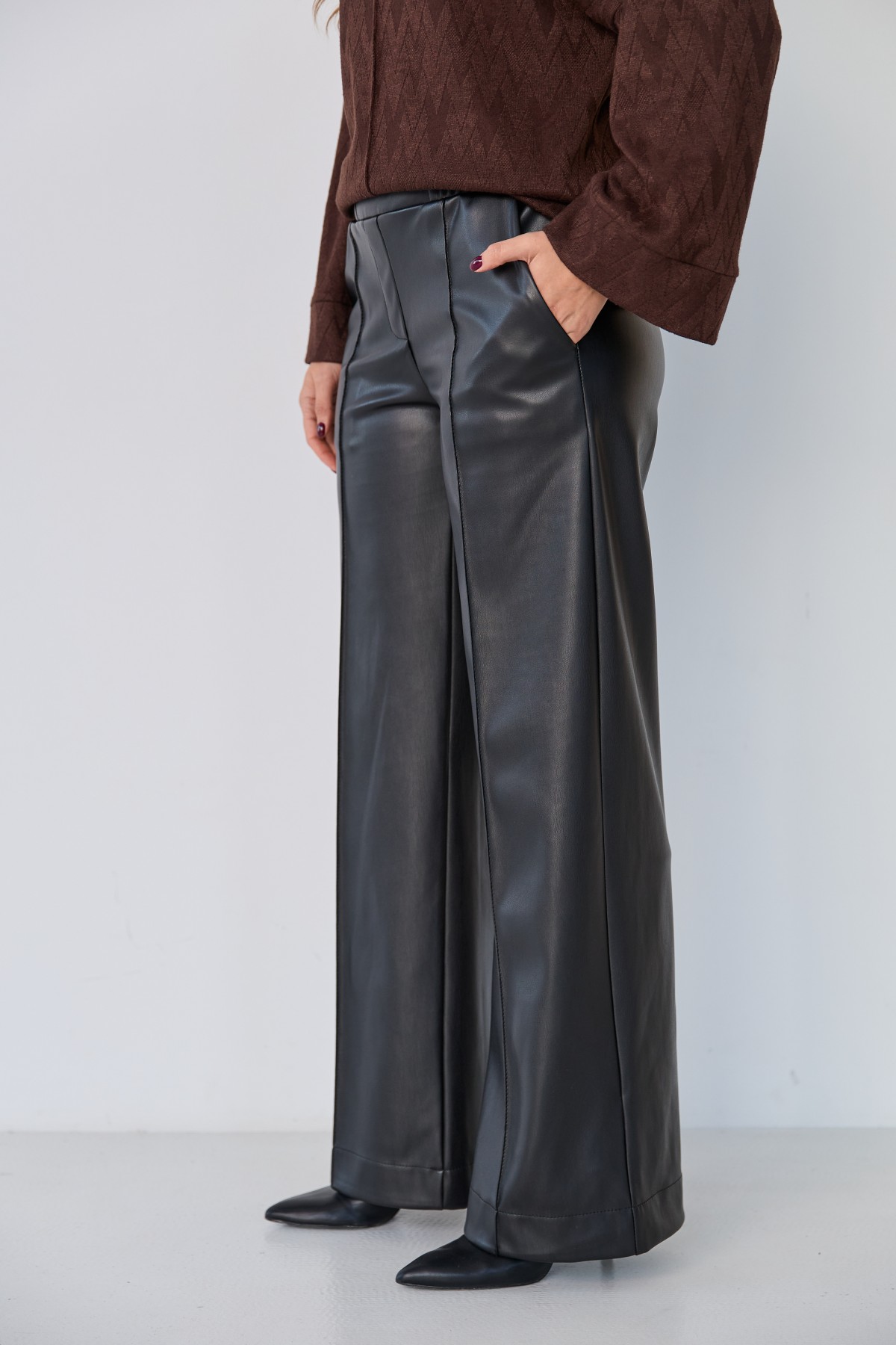 Штани Фул Екошкіра на замші 16159 Цвет: Чорний - фото №2 Штани Фул Екошкіра на замші 16159 Цвет: Чорний