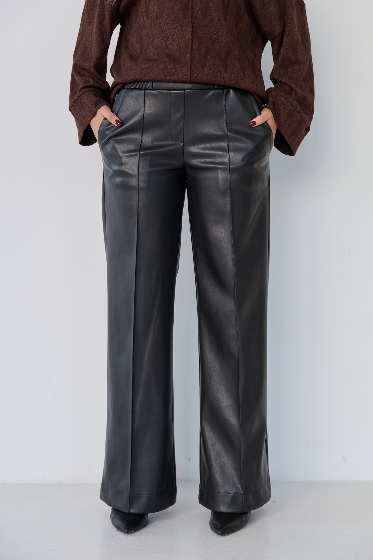 Штани Фул Екошкіра на замші 16159 Цвет: Чорний - фото №4 Штани Фул Екошкіра на замші 16159 Цвет: Чорний