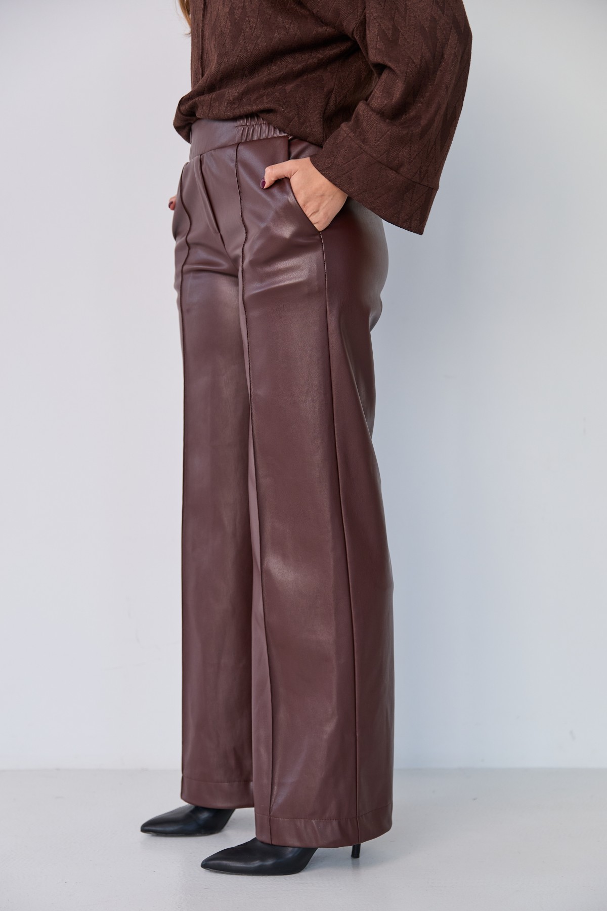 Штани Фул Екошкіра на замші 16159 Цвет: Шоколад - фото №2 Штани Фул Екошкіра на замші 16159 Цвет: Шоколад