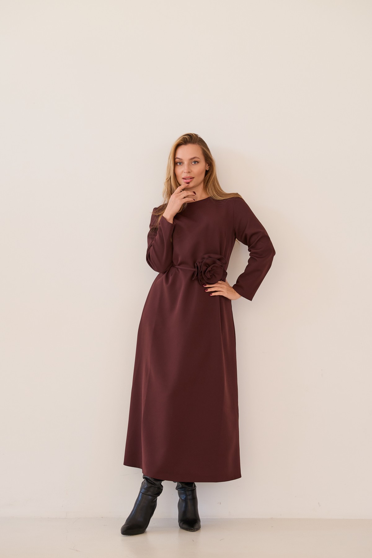 Сукня Плаза Максі Костюмка креп стрейч 16069 Цвет: Шоколад - фото №1 Сукня Плаза Максі Костюмка креп стрейч 16069 Цвет: Шоколад