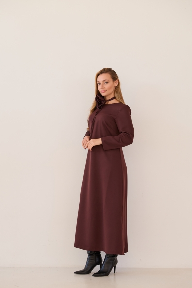 Сукня Плаза Максі Костюмка креп стрейч 16069 Цвет: Шоколад - фото №2 Сукня Плаза Максі Костюмка креп стрейч 16069 Цвет: Шоколад
