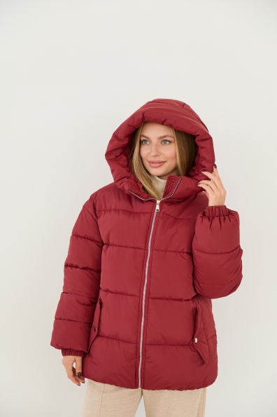 Пуховик Амстердам 65 Плащевка Ammy с эко пухом 16173 Цвет: Марсала - фото №1 Пуховик Амстердам 65 Плащевка Ammy с эко пухом 16173 Цвет: Марсала