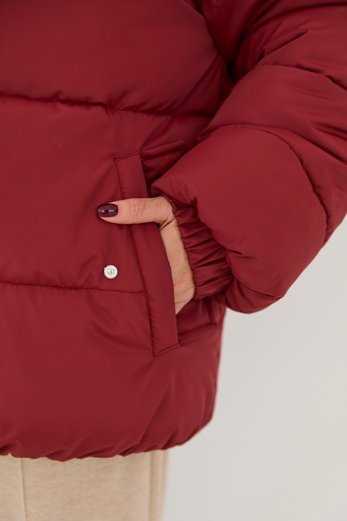 Пуховик Амстердам 65 Плащевка Ammy с эко пухом 16173 Цвет: Марсала - фото №3 Пуховик Амстердам 65 Плащевка Ammy с эко пухом 16173 Цвет: Марсала