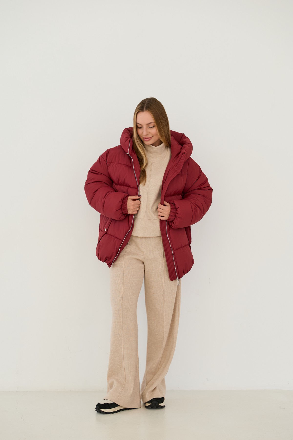 Пуховик Амстердам 65 Плащевка Ammy с эко пухом 16173 Цвет: Марсала - фото №6 Пуховик Амстердам 65 Плащевка Ammy с эко пухом 16173 Цвет: Марсала