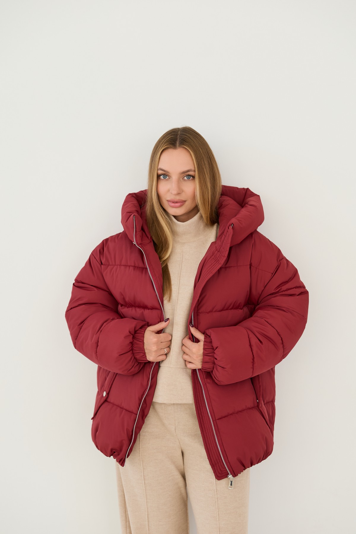 Пуховик Амстердам 65 Плащевка Ammy с эко пухом 16173 Цвет: Марсала - фото №8 Пуховик Амстердам 65 Плащевка Ammy с эко пухом 16173 Цвет: Марсала
