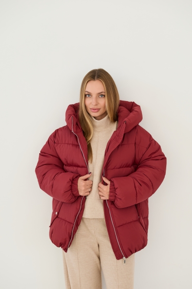 Пуховик Амстердам 65 Плащевка Ammy с эко пухом 16173 Цвет: Марсала - фото №8 Пуховик Амстердам 65 Плащевка Ammy с эко пухом 16173 Цвет: Марсала