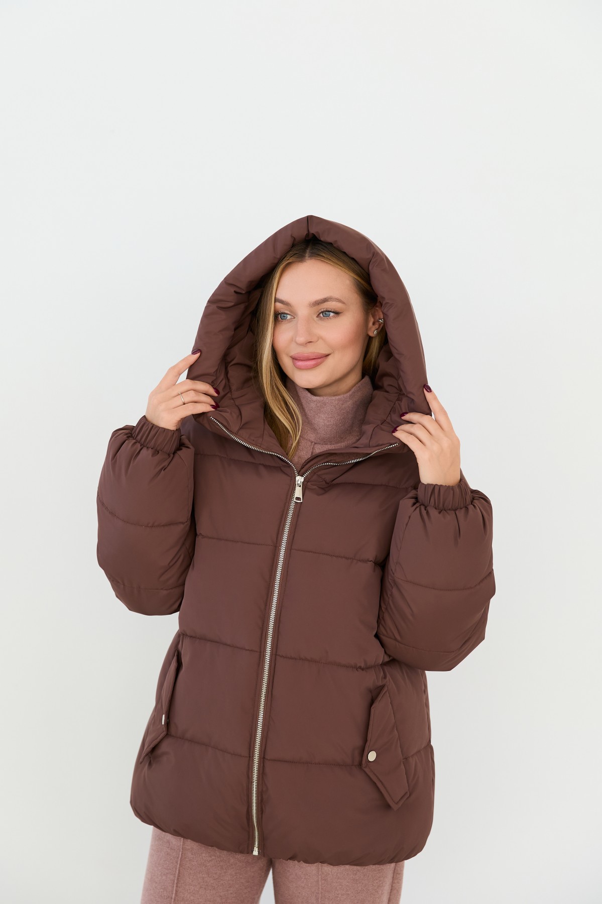 Пуховик Амстердам 65 Плащевка Ammy с эко пухом 16173 Цвет: Шоколад - фото №5 Пуховик Амстердам 65 Плащевка Ammy с эко пухом 16173 Цвет: Шоколад