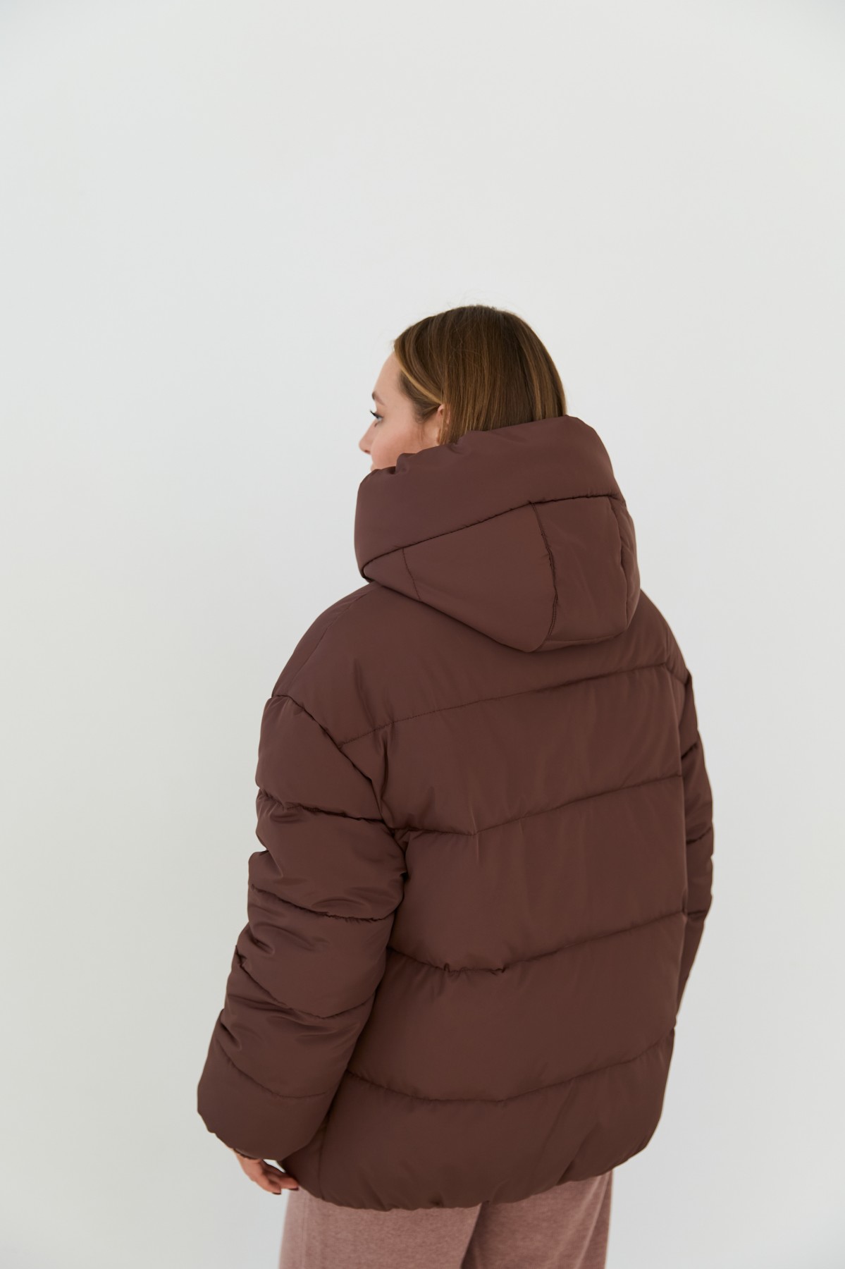 Пуховик Амстердам 65 Плащевка Ammy с эко пухом 16173 Цвет: Шоколад - фото №7 Пуховик Амстердам 65 Плащевка Ammy с эко пухом 16173 Цвет: Шоколад