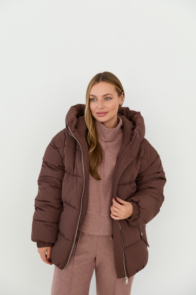 Пуховик Амстердам 65 Плащевка Ammy с эко пухом 16173 Цвет: Шоколад - фото №8 Пуховик Амстердам 65 Плащевка Ammy с эко пухом 16173 Цвет: Шоколад