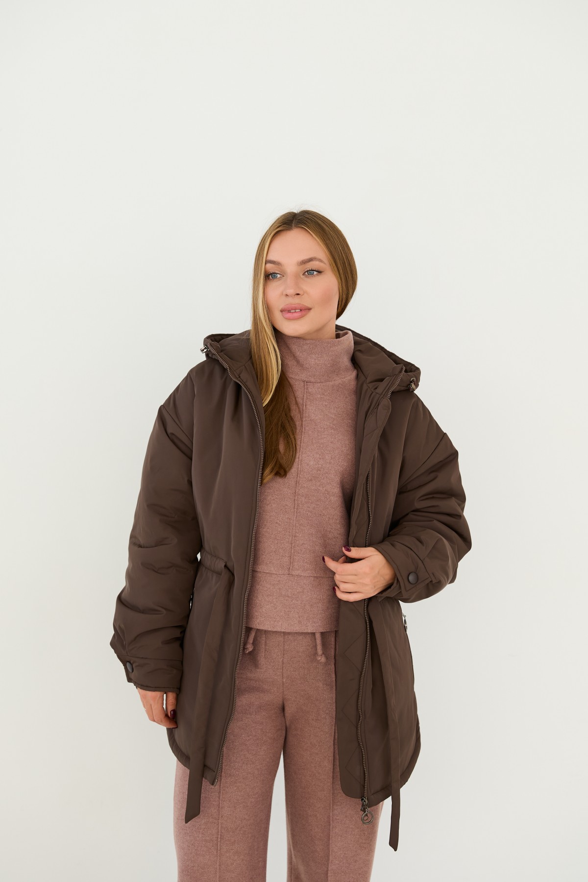 Куртка Нано утеплений Плащівка Ammy 16260 Цвет: Шоколад Темний - фото №1 Куртка Нано утеплений Плащівка Ammy 16260 Цвет: Шоколад Темний