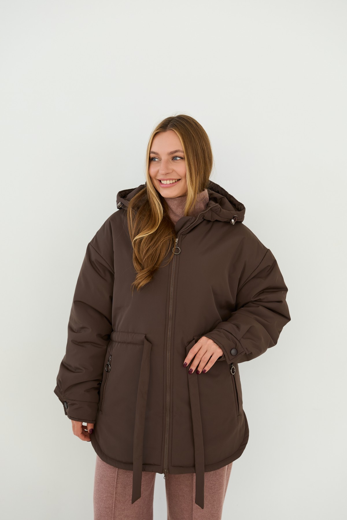 Куртка Нано утеплений Плащівка Ammy 16260 Цвет: Шоколад Темний - фото №3 Куртка Нано утеплений Плащівка Ammy 16260 Цвет: Шоколад Темний