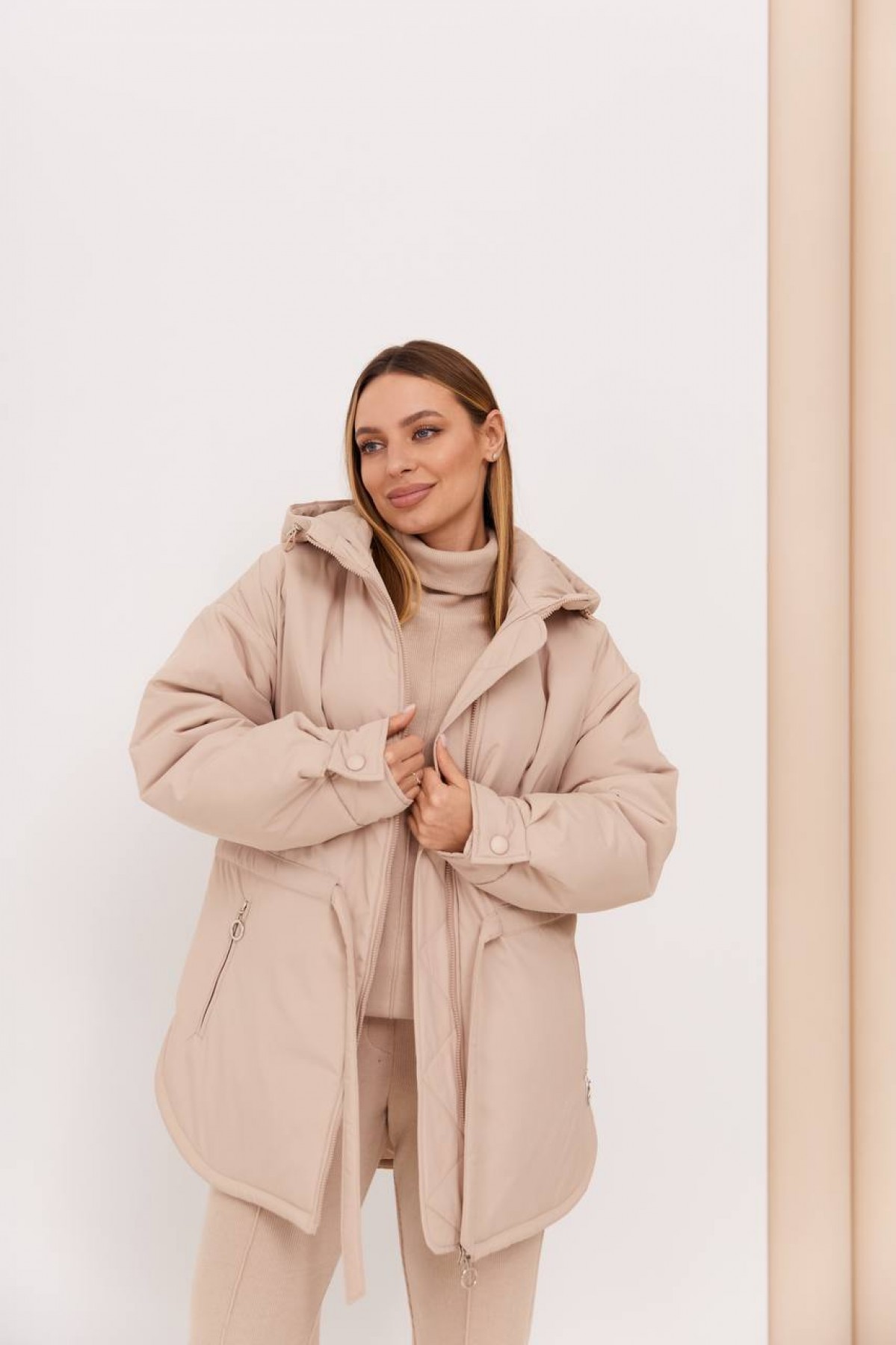 Куртка Нано утеплений Плащівка Ammy 16260 Цвет: світло бежевий - фото №5 Куртка Нано утеплений Плащівка Ammy 16260 Цвет: світло бежевий