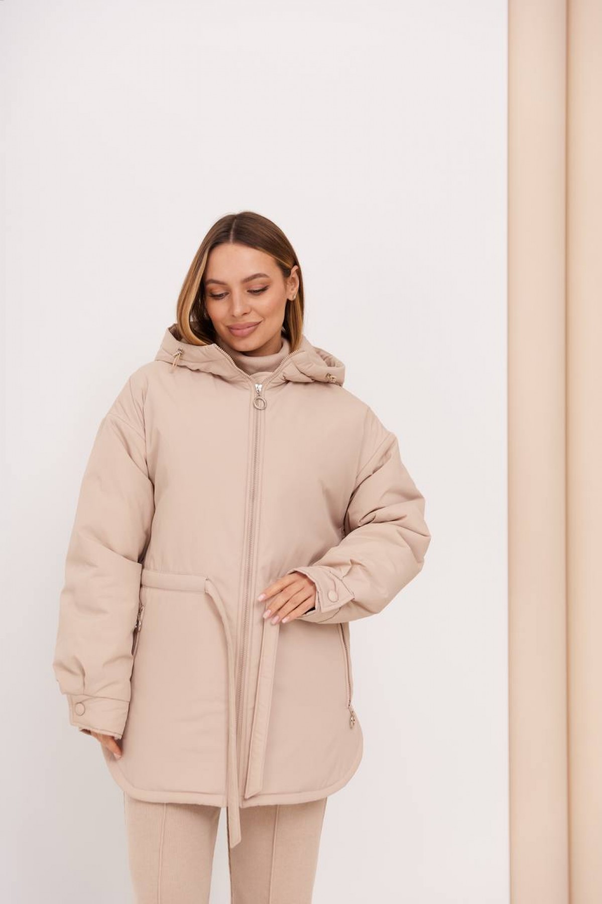 Куртка Нано утеплений Плащівка Ammy 16260 Цвет: світло бежевий - фото №4 Куртка Нано утеплений Плащівка Ammy 16260 Цвет: світло бежевий