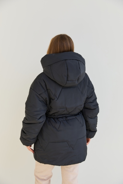 Пуховик Харт 85 плащівка Ammy 16244 Цвет: Чорний