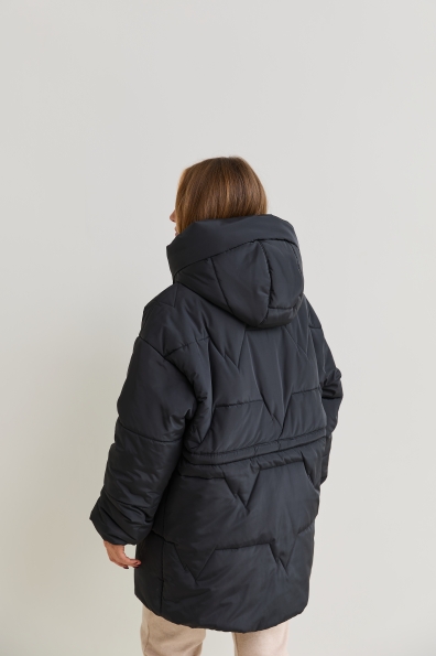 Пуховик Харт 85 плащівка Ammy 16244 Цвет: Чорний