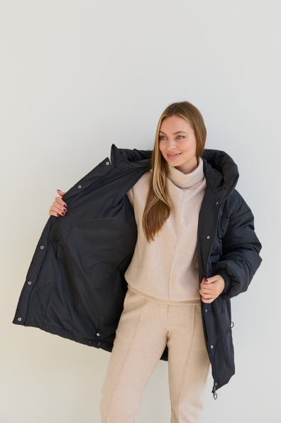 Пуховик Харт 85 плащівка Ammy 16244 Цвет: Чорний