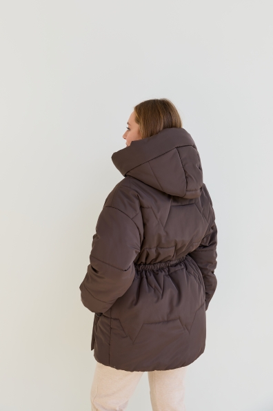 Пуховик Харт 85 плащівка Ammy 16244 Цвет: Шоколад Темний