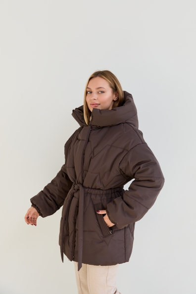 Пуховик Харт 85 плащівка Ammy 16244 Цвет: Шоколад Темний