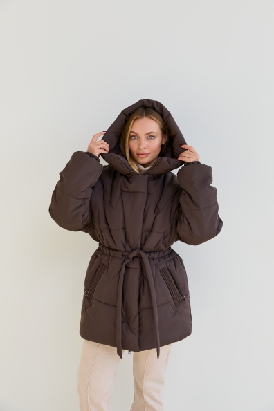Пуховик Харт 85 плащівка Ammy 16244 Цвет: Шоколад Темний