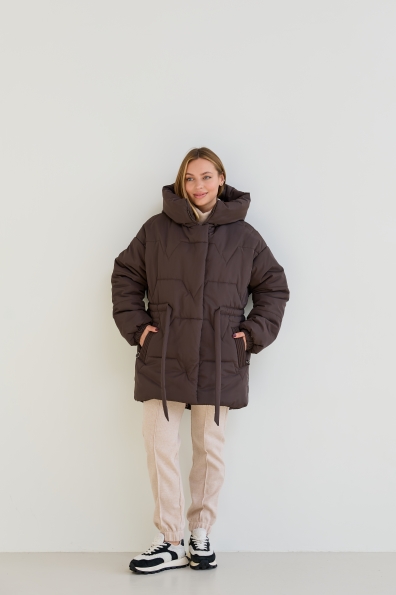 Пуховик Харт 85 плащівка Ammy 16244 Цвет: Шоколад Темний