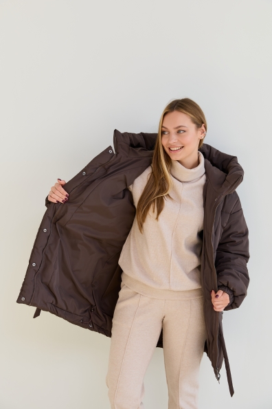 Пуховик Харт 85 плащівка Ammy 16244 Цвет: Шоколад Темний