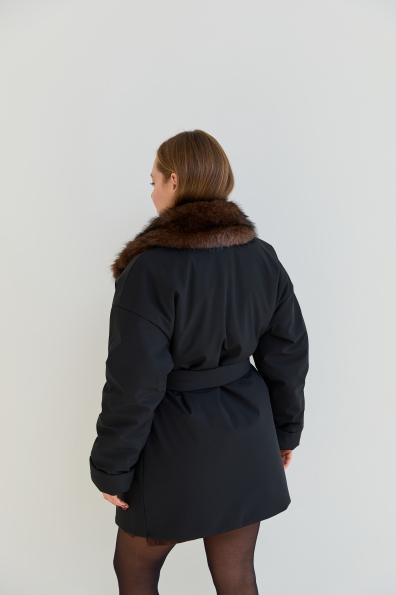 Куртка Люксор 80 Плащівка Бонд з хутром 16320 Цвет: Чорний