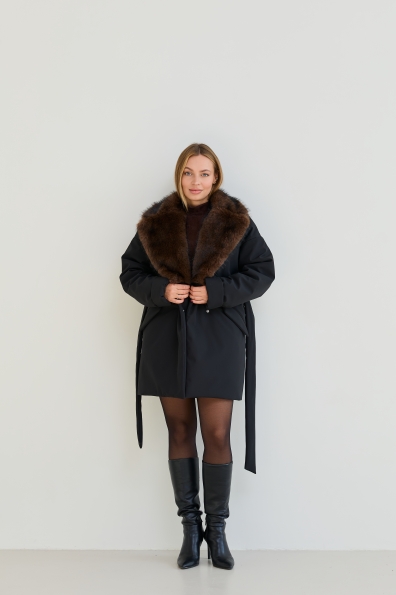 Куртка Люксор 80 Плащівка Бонд з хутром 16320 Цвет: Чорний