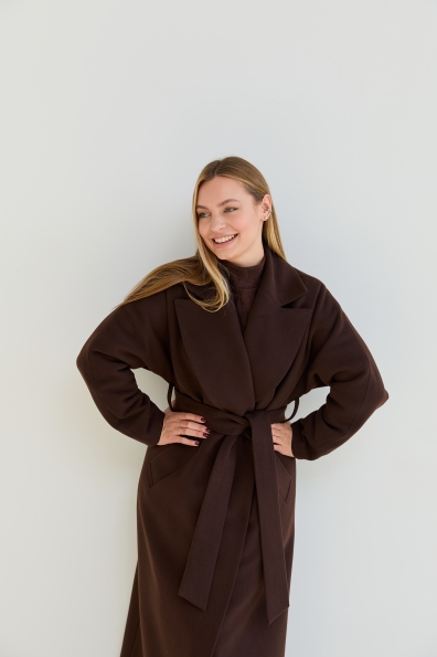 Пальто Богдана 127 Кашемір Турецький утеплене 16313 Цвет: Шоколад 147828