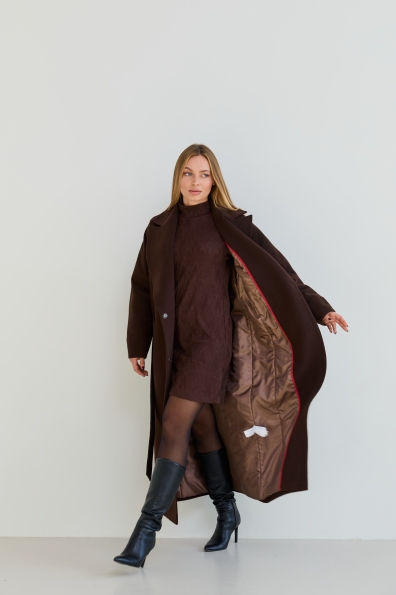 Пальто Богдана 127 Кашемір Турецький утеплене 16313 Цвет: Шоколад 147828