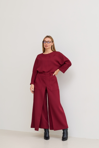 Костюм Ріволі Костюмка креп стрейч 16195 Цвет: Марсала 9