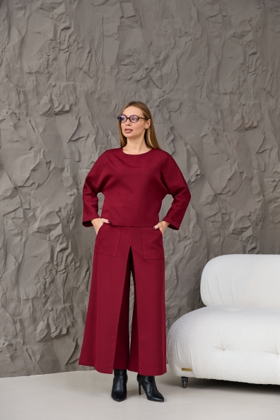 Костюм Ріволі Костюмка креп стрейч 16195 Цвет: Марсала 9