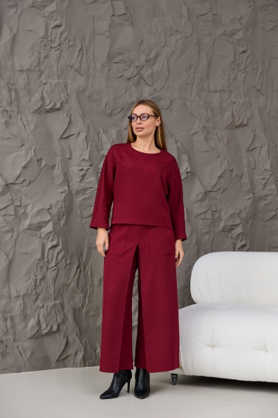 Костюм Ріволі Костюмка креп стрейч 16195 Цвет: Марсала 9