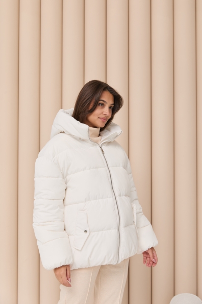 Пуховик Амстердам 65 Плащевка Ammy с эко пухом 16173 Цвет: Молоко