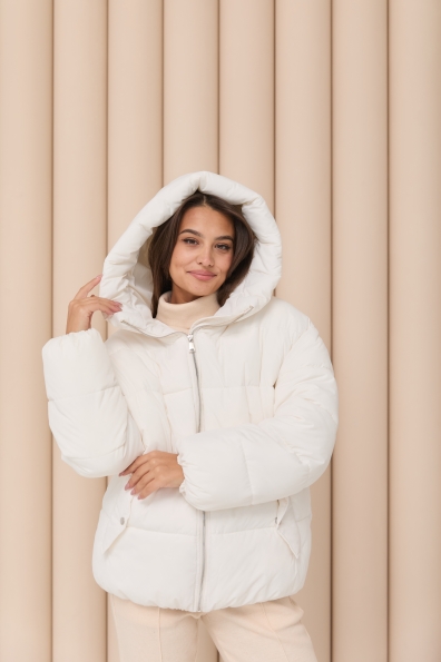 Пуховик Амстердам 65 Плащевка Ammy с эко пухом 16173 Цвет: Молоко