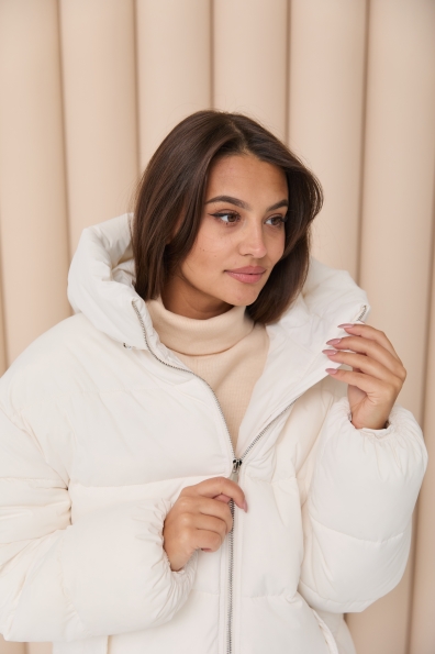 Пуховик Амстердам 65 Плащевка Ammy с эко пухом 16173 Цвет: Молоко