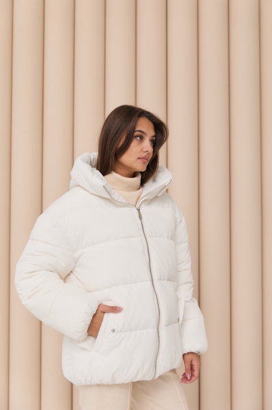 Пуховик Амстердам 65 Плащевка Ammy с эко пухом 16173 Цвет: Молоко