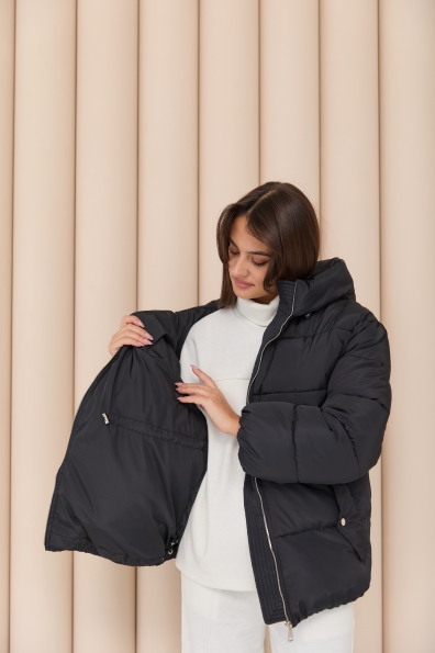 Пуховик Амстердам 65 Плащевка Ammy с эко пухом 16173 Цвет: Чорний