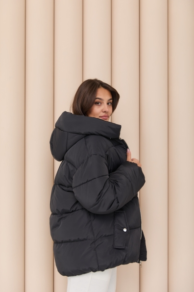 Пуховик Амстердам 65 Плащевка Ammy с эко пухом 16173 Цвет: Чорний