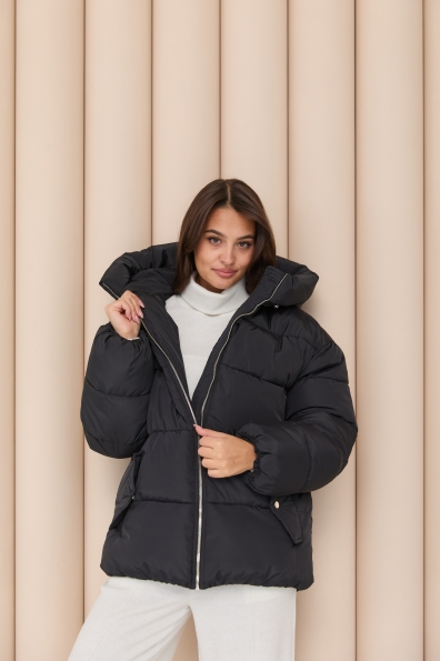 Пуховик Амстердам 65 Плащевка Ammy с эко пухом 16173 Цвет: Чорний